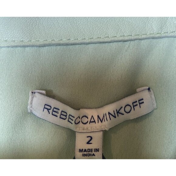 NWT Rebecca Minkoff Samba Lamb Leather Shift Dress Laser Cutout Green Size 2 New - Picture 2 of 6